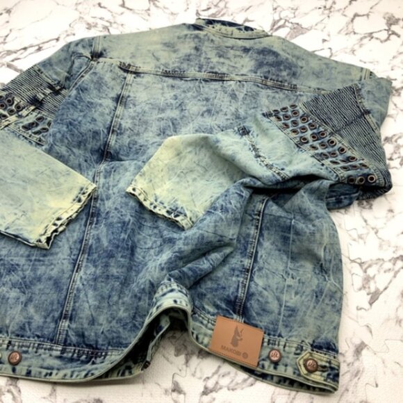 Men's Blue Vintage Washed Fashion Denim Jacket NWT - Picture 2 of 7